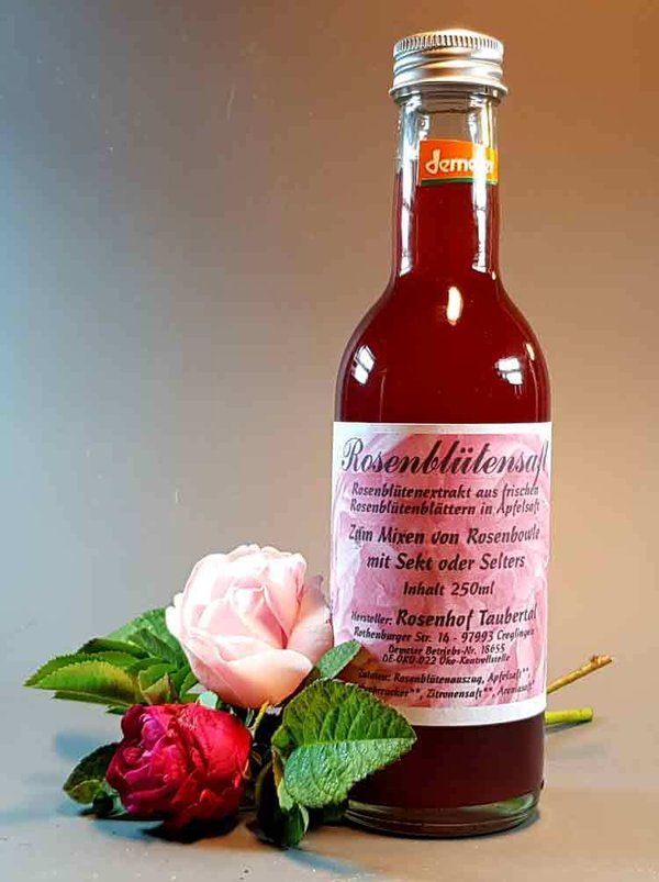 Rosenblütensaft 0,25l vom Rosenhof in Creglingen